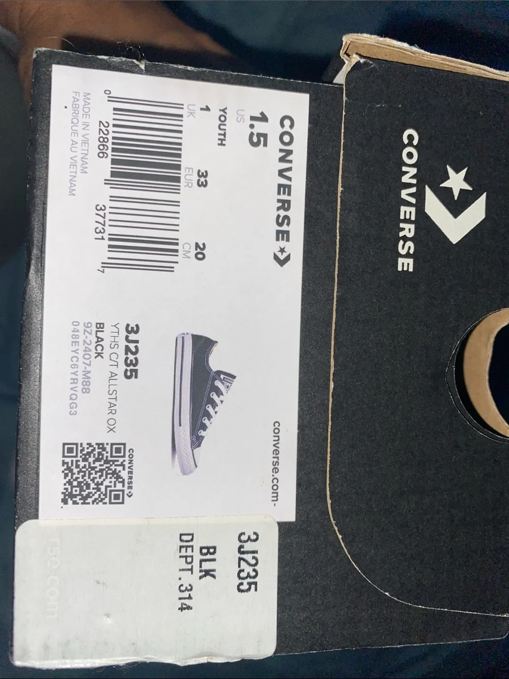 Brand new Converse Kids Black Canvas Low-Top Sneakers sz 1.5